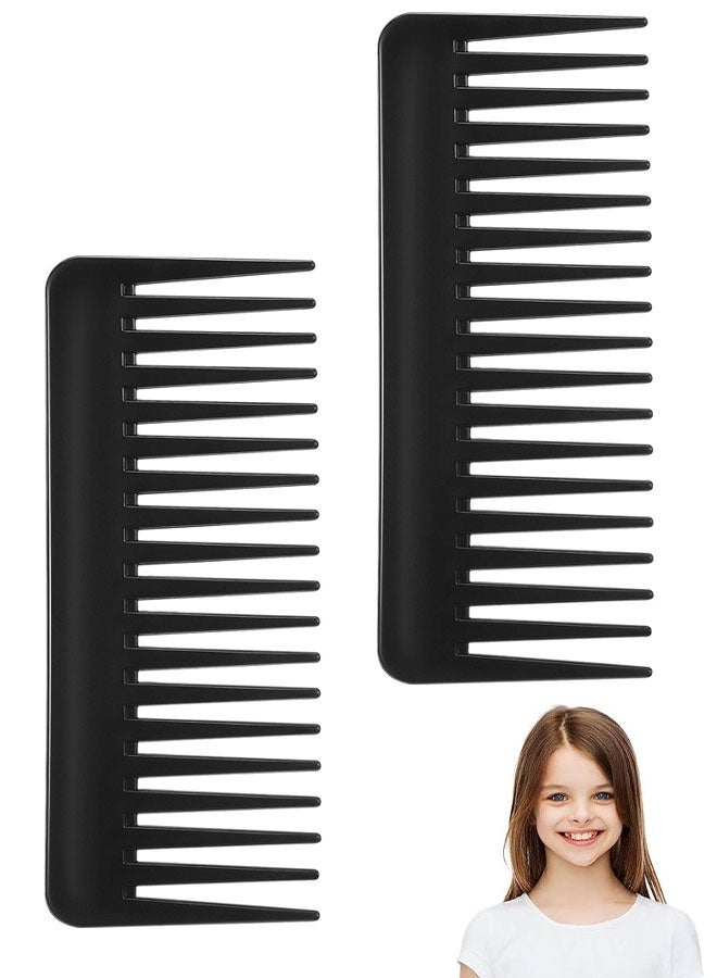 مشطان واسعان الأسنان لفك تشابك الشعر المجعد والجاف والمبلل، بدون مقبض (أسود) - Image 1